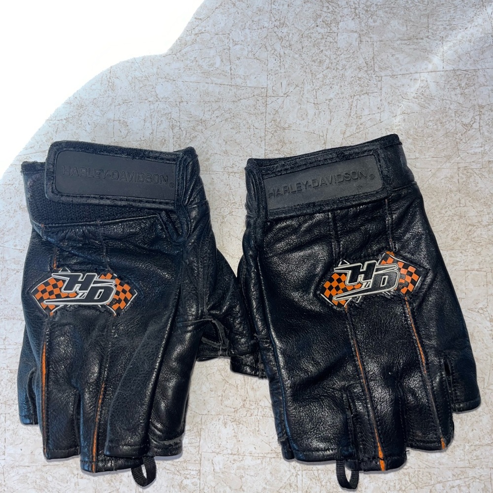 Harley Davidson Leather Fingerless Gloves. Men’s size large